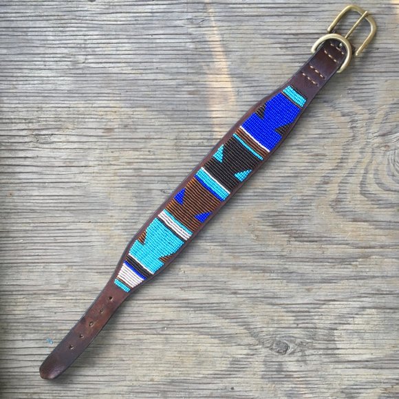 Vintage Artisan Tribal Hand Beaded Dog Collar - Picture 9 of 15